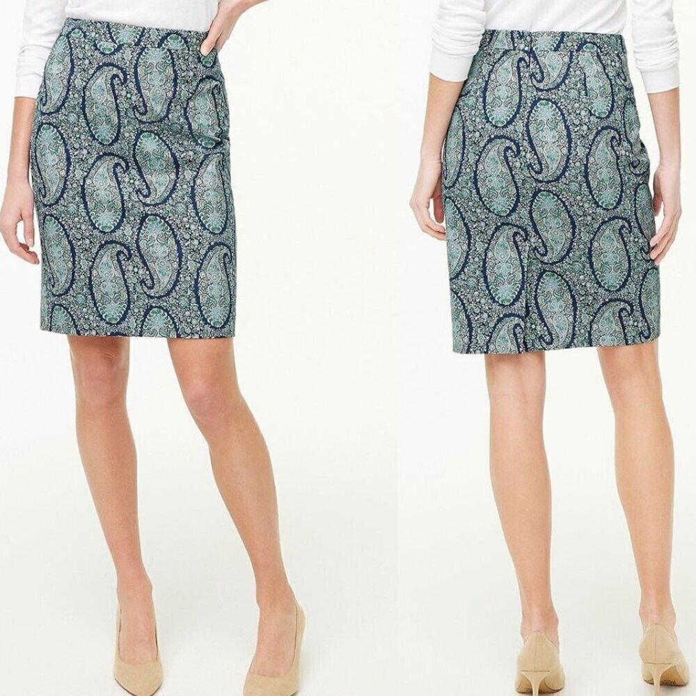 J. Crew Women's Size 2 Multicolor Paisley Printed Pencil Skirt